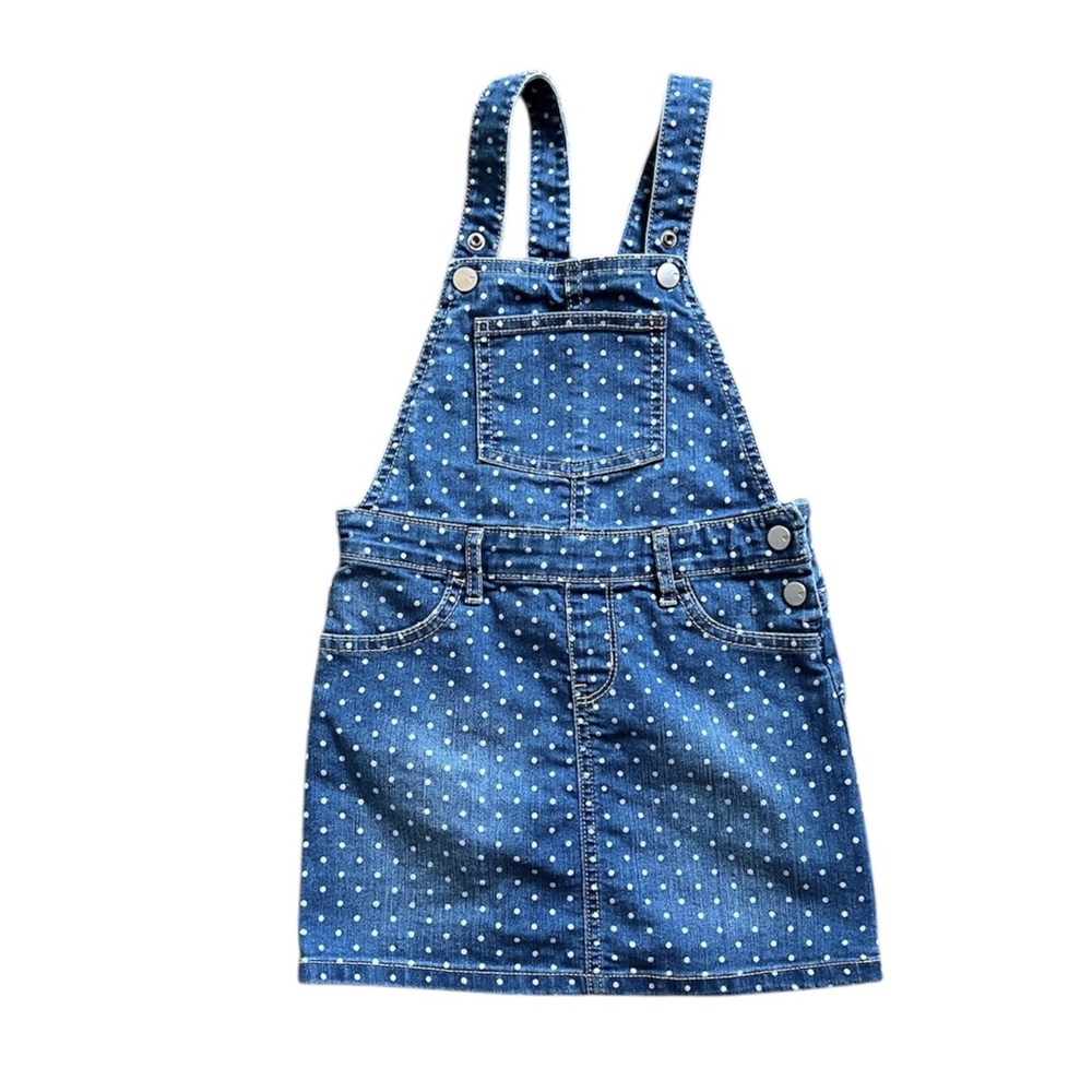 The Children's Place Blue Jean Polka Dot Medium Wash Denim Overall Skirt Size 4T